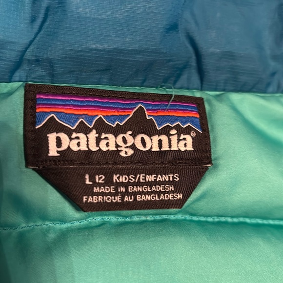 Patagonia Girls (Size 12) Down Jacket/Coat, Underwater Blue/Aqua Green - Picture 7 of 16